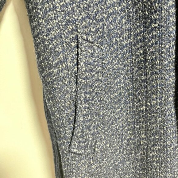 Navy Wool-Blend Double-Breasted Overcoat - Picture 3 of 9